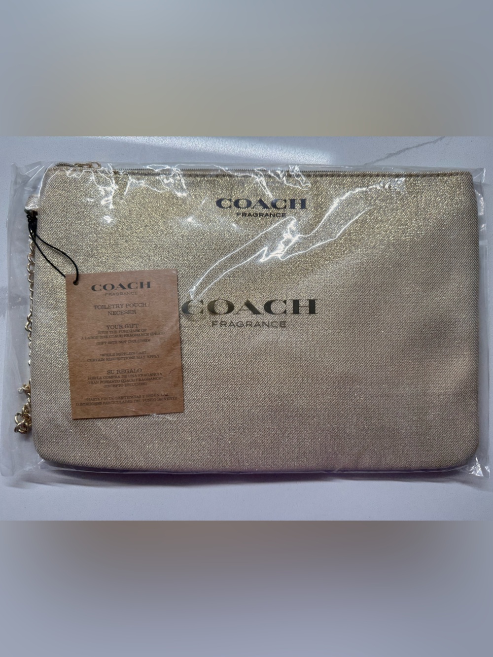 2pc set Coach cosmetic bag pouch + FREE GIFT! 15ml Gold parfum - Picture 2 of 3
